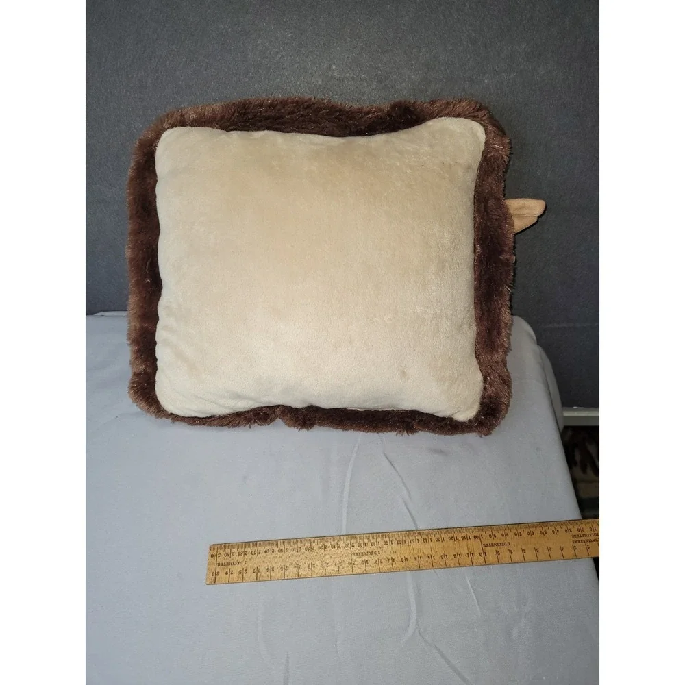 Plush Textured Faux Fur Moose Decorative Pillow Brown/Beige Rustic 12x10